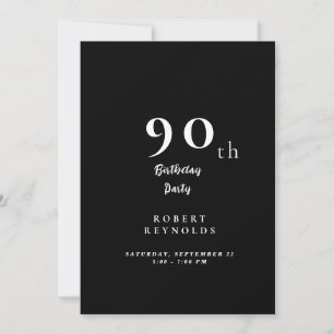 Convite Preto para Festa de 90 Anos do Homem Simpl