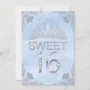 Convite Pretty Blue Diamond Tiara Sweet 16