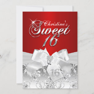 Convite Pretty Diamond Bow Red Sweet 16