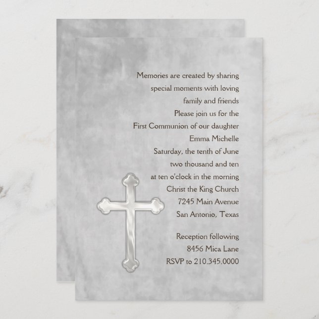 Convite Primeira Comunhão Aquarela (Frente/Verso)