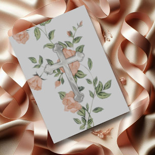 Convite Primeira Comunhão "Embossed" Cross