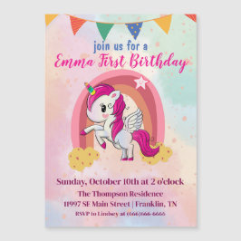 Convite Primeiro aniversario de Aquarela Rosa dos Unicórni