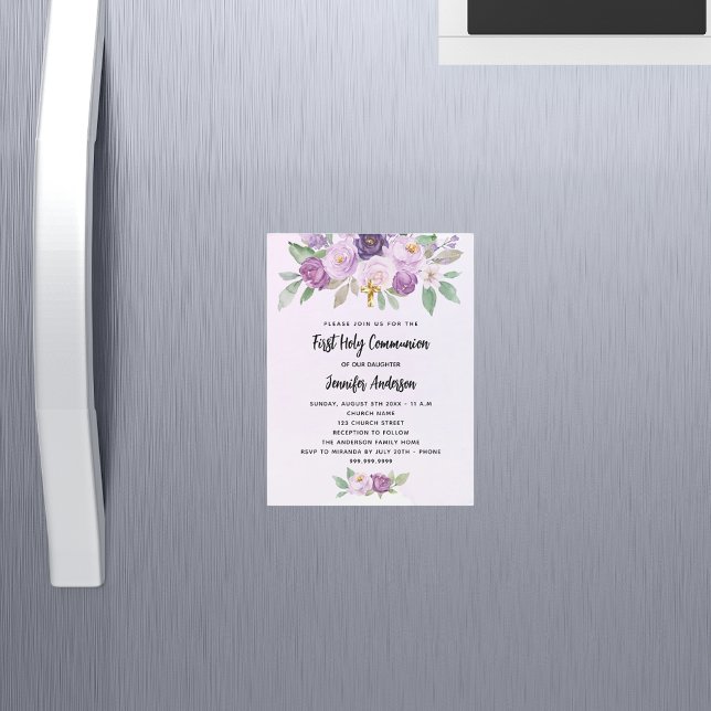 Convite Primeiro luxo de flores violetas da Comunidade (Criador carregado)