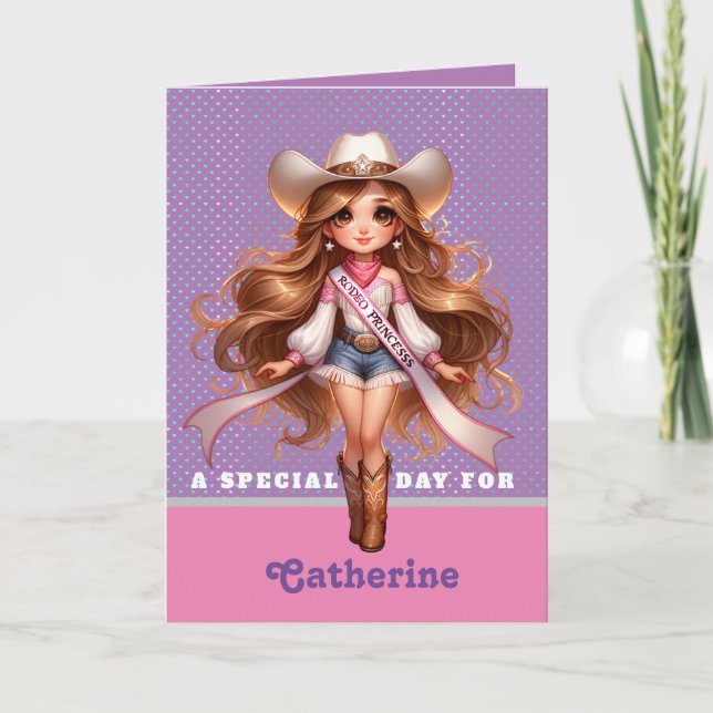 Convite Princesa de Rodeio Cowgirl Ocidental 1 Personaliza (Frente)