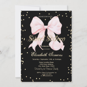 Convite Princesa Diamantes Laço Rosa Sweet 16
