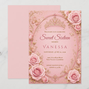 Convite Princesa Rosa Doce 16