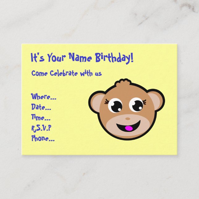 convite principal do aniversário do macaco (Frente)