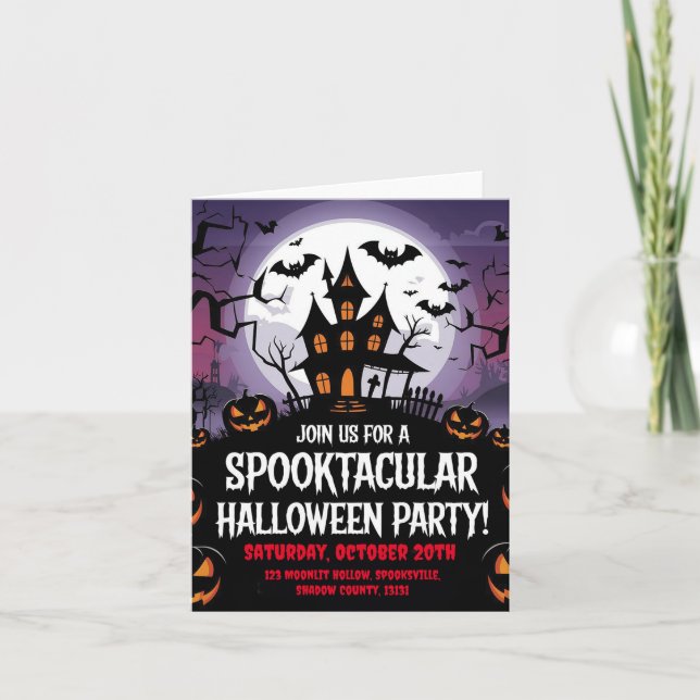 Convite Projeto de Festa de Halloween em Casa Assombrada A (Frente)
