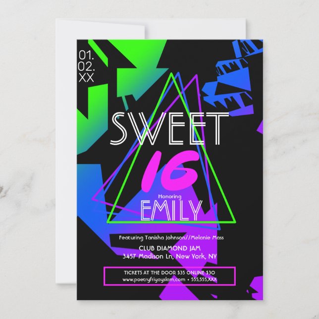 Convite Promocional Tema Sweet 16 Flyer Club (Frente)