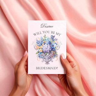 Convite Proposta de Bridesmaid da Flores Roxas Vintage