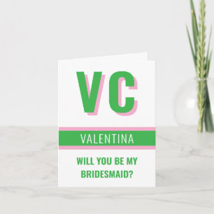 Convite Proposta de Bridesmaid Verde + Rosa claro