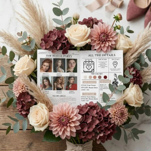 Convite Proposta de Noivas Modernas Jornal Floral Envoltór