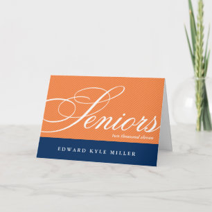 Convite Proud seniors navy orange graduation announcement