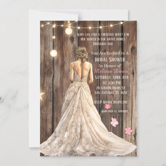 Convite Proverbs 31:10 Bridal Shower Invitation (Frente)