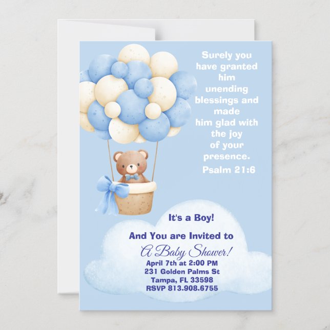 Convite Psalm 21:6 Boy Baby Shower Invitation (Frente)