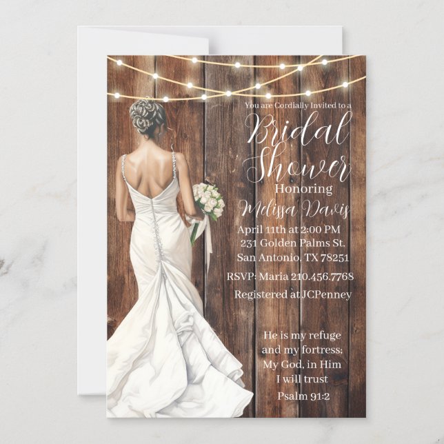Convite Psalm 91:2 Bridal Shower Invitation (Frente)