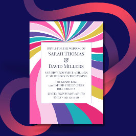 Convite Psicodélico Retro Round Swirl