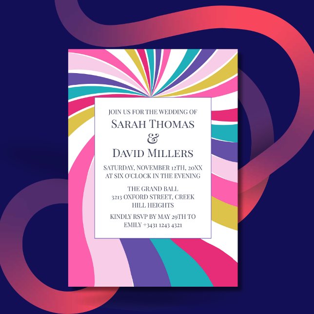 Convite Psicodélico Retro Round Swirl (Criador carregado)