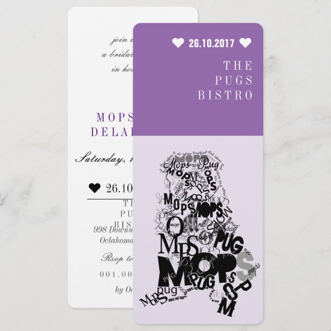 Convite Pug (Frente/Verso)