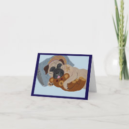 Convite Pug Adormecido com Urso de Pelúcia