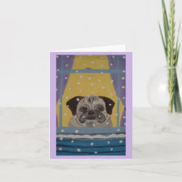 Convite Pug assistindo a nevar