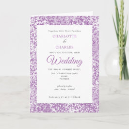 Convite Purpla Glitter Pattern Elegante Foto Simples