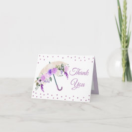 Convite Purple Floral Spring Umbrella Thank You Card