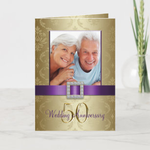 Convite Purple Gold 50th Wedding Anniversary Invitation 2