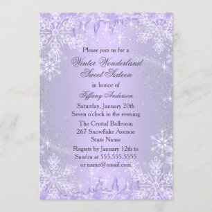 Convite Purple Snowflake Winter Wonderland Sweet 1