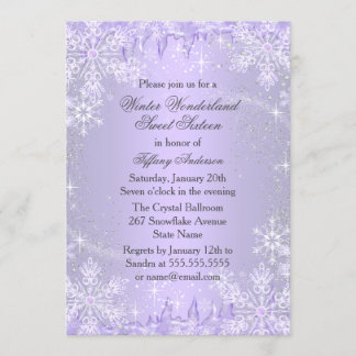 Convite Purple Snowflake Winter Wonderland Sweet 1
