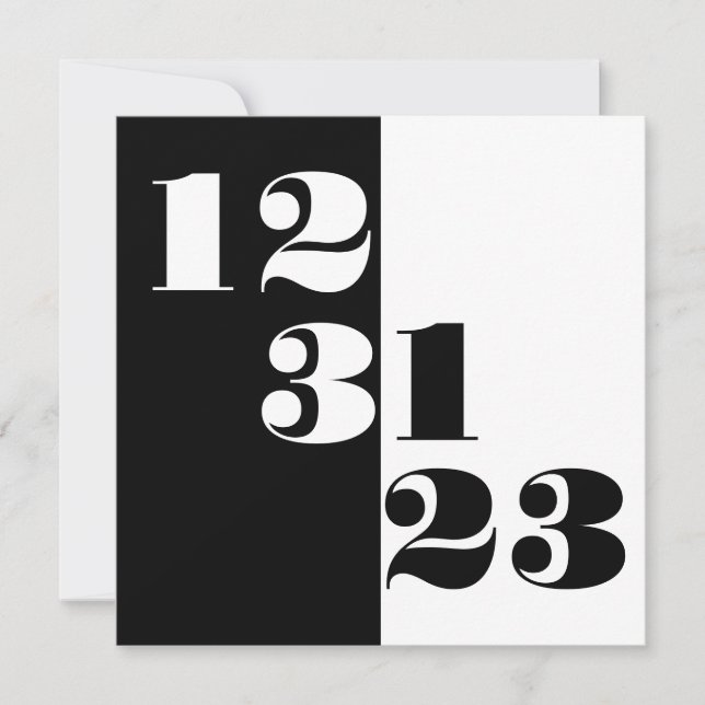 Convite quadrado B&W para 2023 123123 de Ano Novo (Frente)