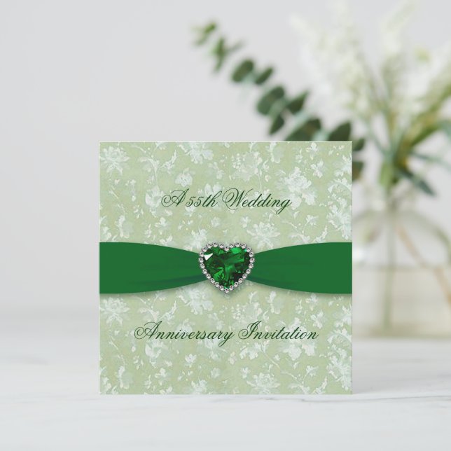 Convite Quadrado de 55º Aniversário de Casamento B (Em pé/Frente)