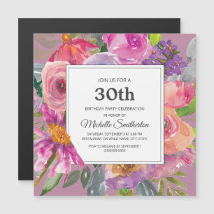 Convite Quadrado de festa de aniversário de 30 anos com Fl