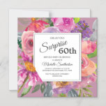 Convite Quadrado de flor selvagem rosa púrpura 60ª Festa d<br><div class="desc">Quadrado branco roxo e cor-de-água rosa,  flor silvestre 60º convite magnético festa de aniversário para mulheres. Entre em contato conosco para obter ajuda com a personalização ou para solicitar produtos correspondentes.</div>