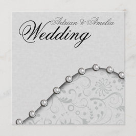 Convite quadrado do casamento da pérola