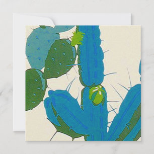 Convite Quadrado para Abstrato Turquoise Cactus