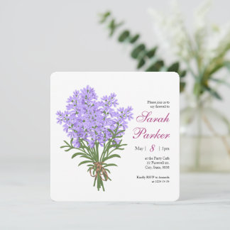 Convite Quadrado para Festa de Despedida Lavanda