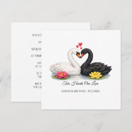 Convite Quadrado Personalizado Dois Corações Um Am