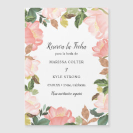 Convite Quadro Floral Rosa Casamento Espanhol Salvar a Dat