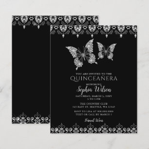 Convite Quinceañera Borboletas de Renda Orçamentár
