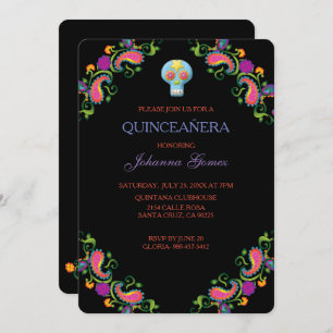 CONVITE QUINCEAÑERA DIA DE LOS MUERTOS