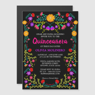 Convite Quinceanera Floral Colorida Mexicana