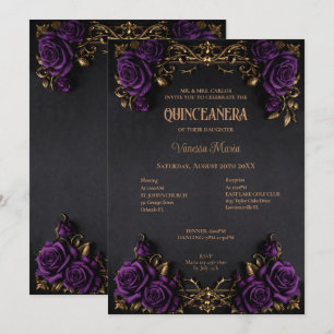 Convite Quinceanera Floral Halloween Gótico