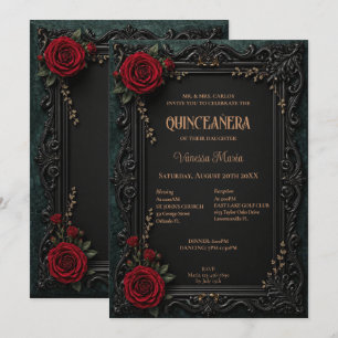 Convite Quinceanera Floral Halloween Gótico