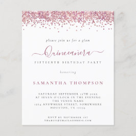 Convite Quinceañera - Glam-Rosa De Orçamento