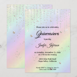 Convite Quinceanera moderno elegante