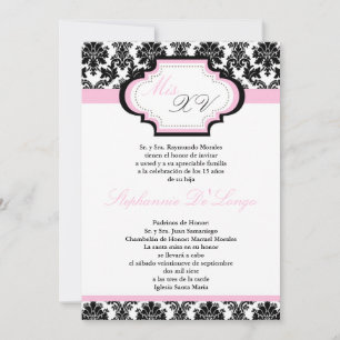 Convite Quinceanera para Rosas claro 5x7