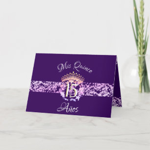 Convite Quinceanera Purple Lilac Elegante Espanhol