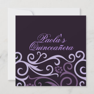 Convite Quinceañera Redemoinho Floral Roxo