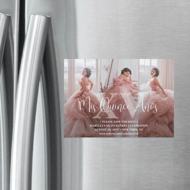 Convite Quinceañera Salve a Colagem de Fotos Data 3 Mis XV (Criador carregado)